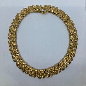 Vtg 1970 D'ORLAN signed gold tone rhinestone choker necklace